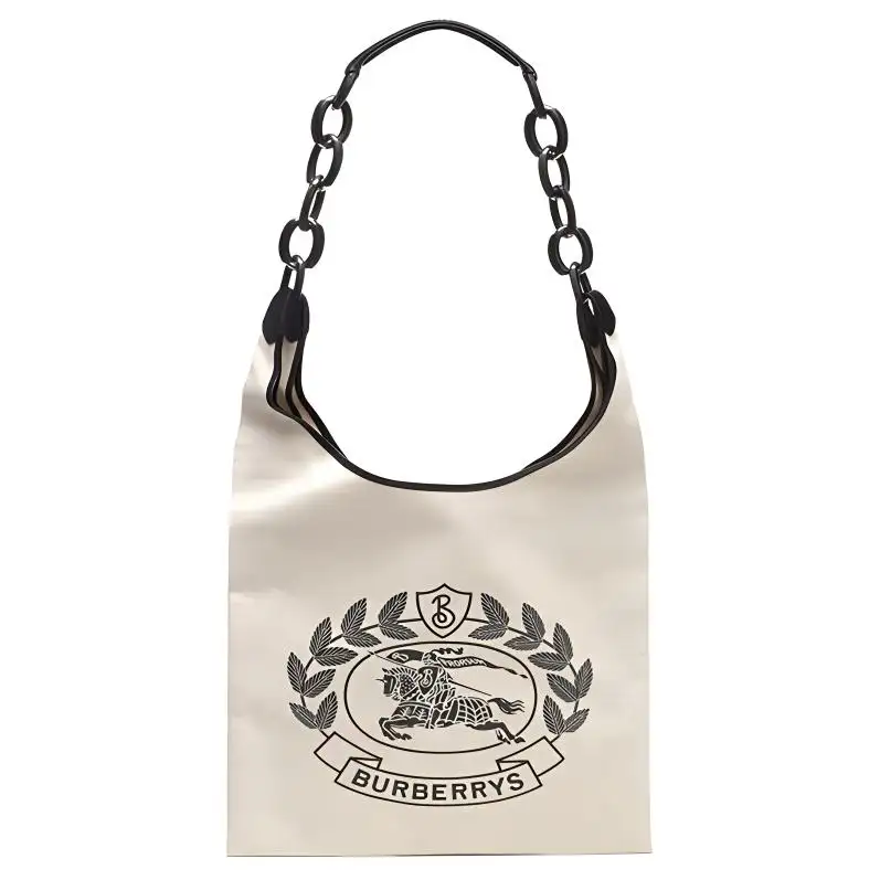 Burberry Print Cotton Tote Bag, Shopping Bag, Handbag Medium Women's Ecru