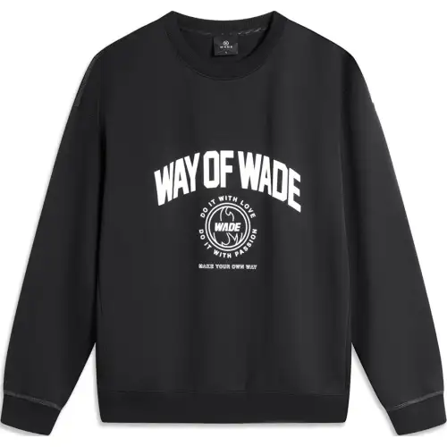 Li Ning Sweatshirts Men's Black Crew Neck Moderate