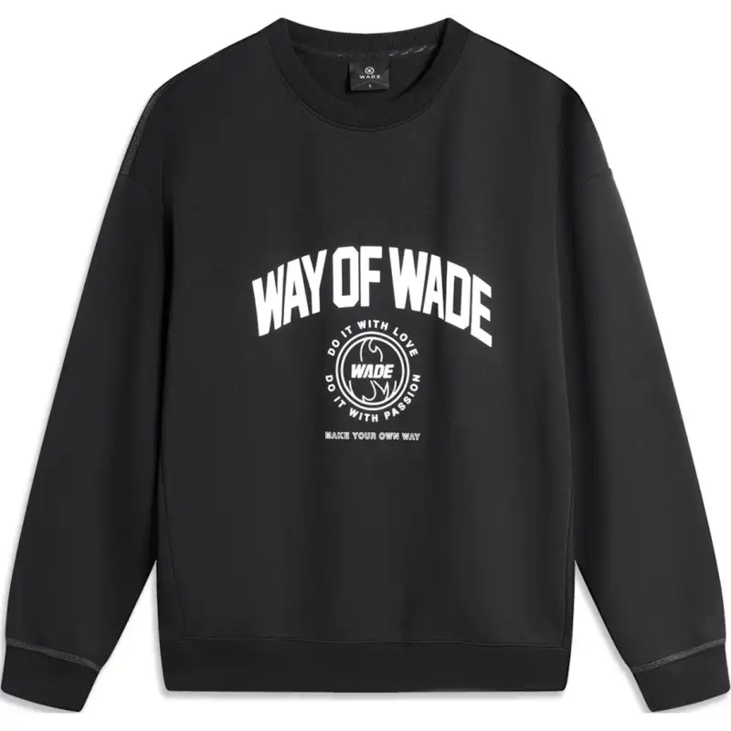 Li Ning Sweatshirts Men's Black Crew Neck Moderate