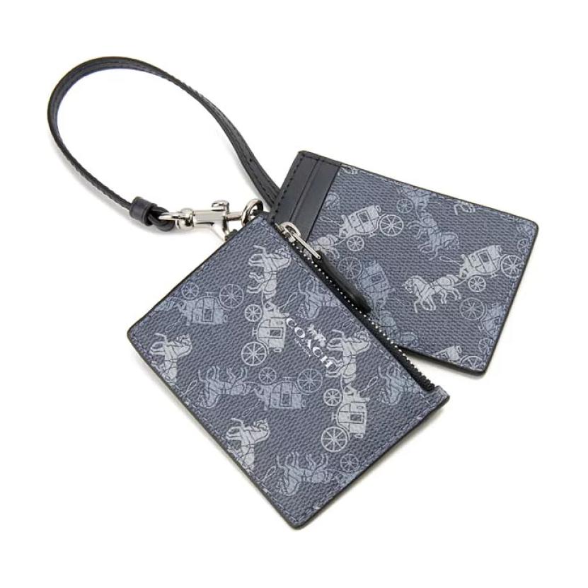 COACH Lanyard PVC With Leather Card Holder Mini Women's Blue