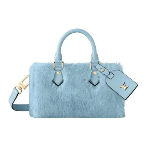 LOUIS VUITTON NANO SPEEDY Leather Trim Handbag, Shoulder Bag, Crossbody Bag Extra Mini Women's Blue