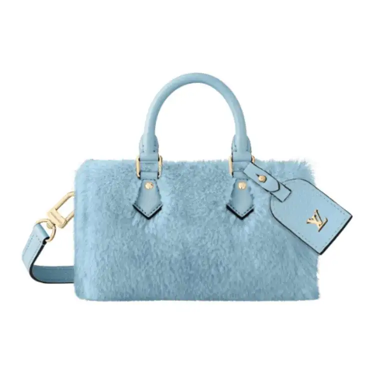 LOUIS VUITTON NANO SPEEDY Leather Trim Handbag, Shoulder Bag, Crossbody Bag Extra Mini Women's Blue