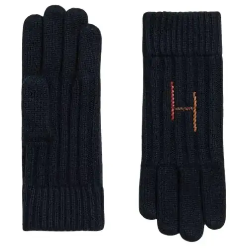 HERMES Cashmere Knit Gloves Unisex Black