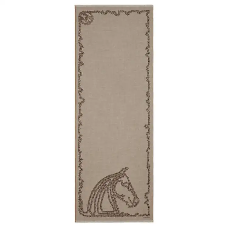 HERMES Cashmere, Silk Knit Scarves Men's Taupe