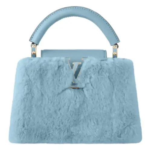 LOUIS VUITTON Capucines Leather Trim Shoulder Bag, Crossbody Bag, Handbag Mini Women's Blue
