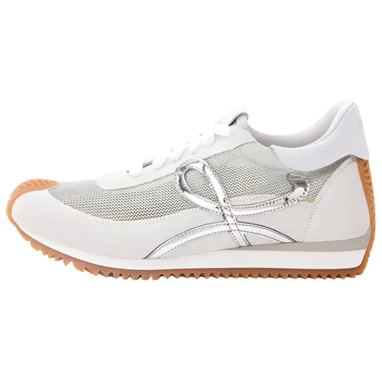 LOEWE Flow Runner Casual Shoes Men Low-Top White Silver