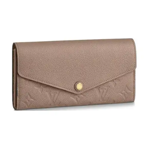 LOUIS VUITTON Leather Wallet Women's Beige