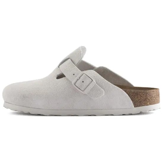 Birkenstock Boston Antique White Suede Women's