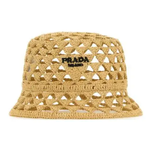 PRADA Logo-Embroidered Perforated Detailed Bucket Hat