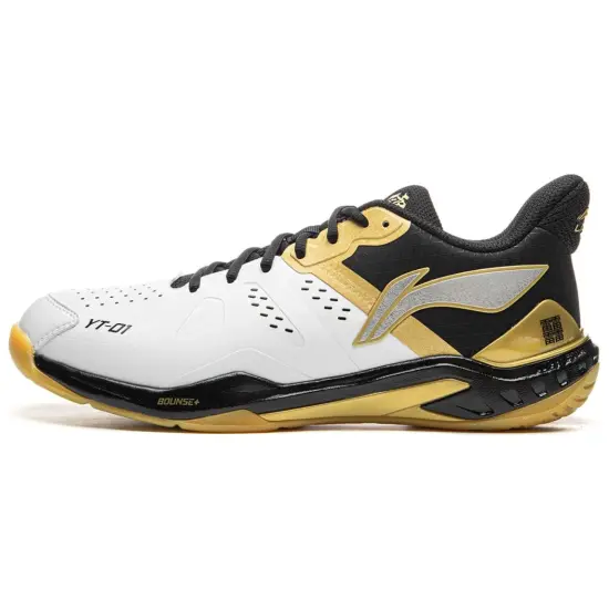LINING Cloud Thunder Badminton Shoes Unisex Low-Top White Black Gold