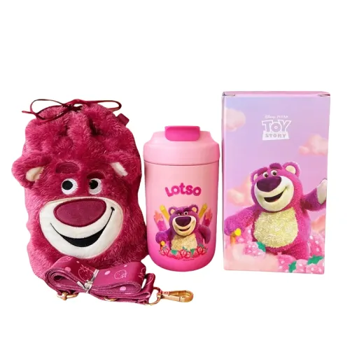 Disney Disney, family strawberry, children's plush coffee universal glass stainless steel for men and women for students, 510 ml