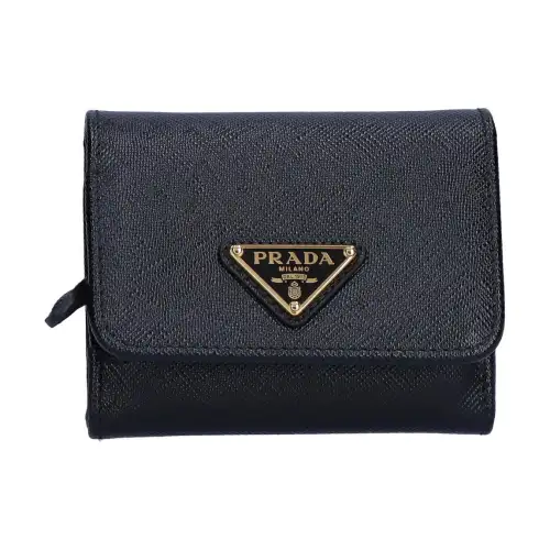 PRADA Saffiano Leather Wallet Regular Women's Black