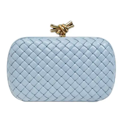 Bottega Veneta KNOT Lambskin Clutch Small Women's Blue