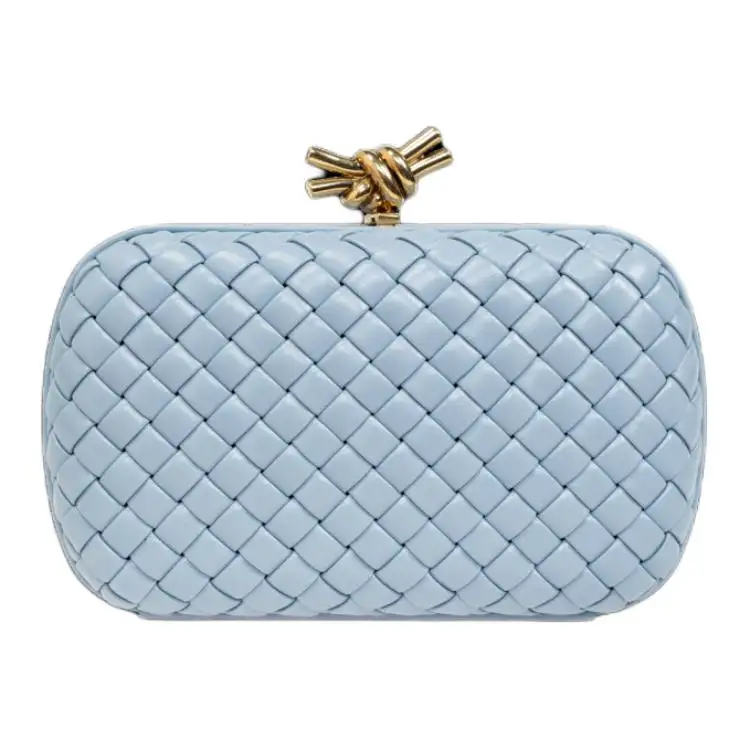 Bottega Veneta KNOT Lambskin Clutch Small Women's Blue