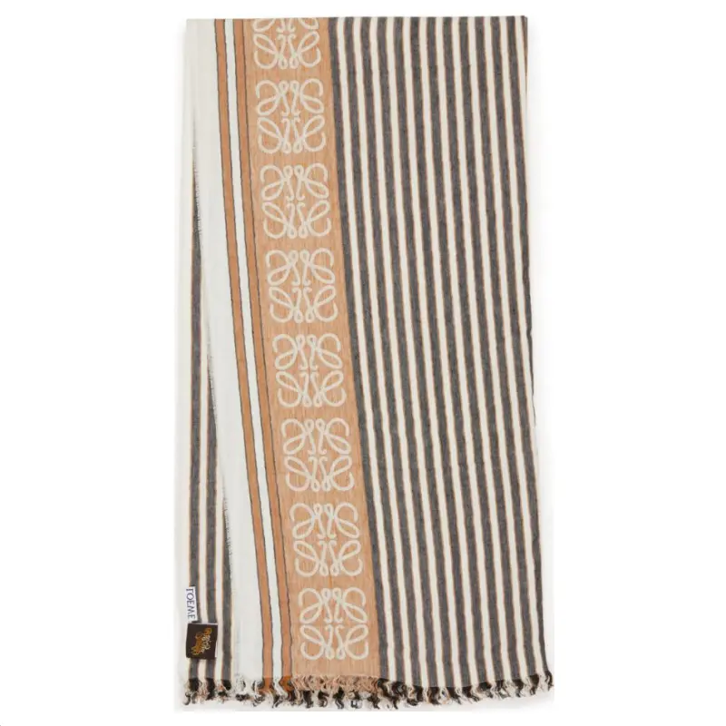 LOEWE Cotton Knit Scarves Women's Brown