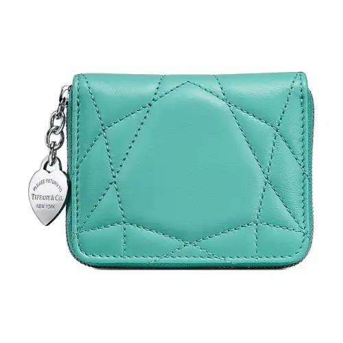 TIFFANY & CO. Quilting Lambskin Wallet Small Women's Blue