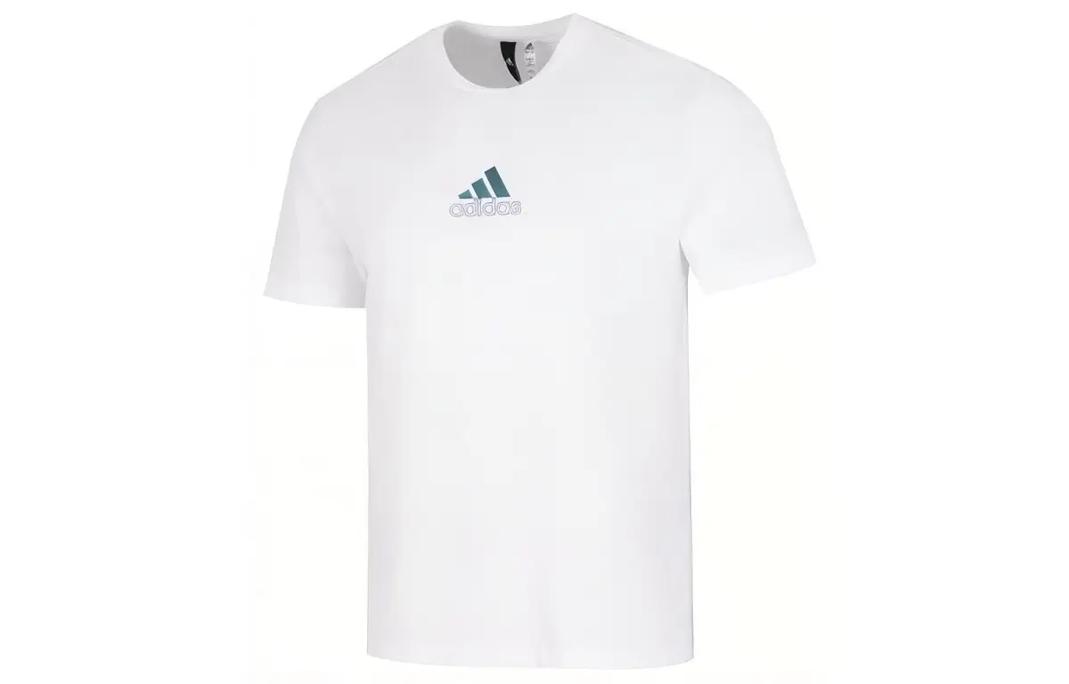Adidas T-Shirts Men's White Crew Neck Moderate Straight Fit