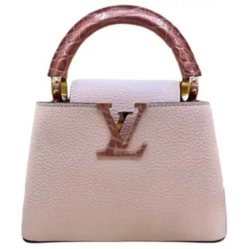 LOUIS VUITTON Capucines Leather With Crocodile Leather Kapsyn Shoulder Bag, Crossbody Bag, Handbag Women's Light Pink