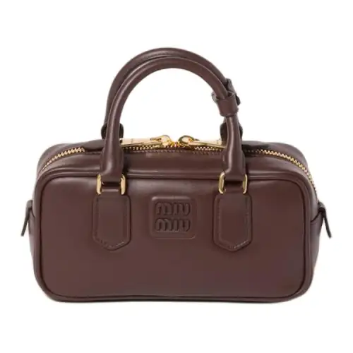 MIU MIU Arcadie Leather Handbag Small Women's Brown