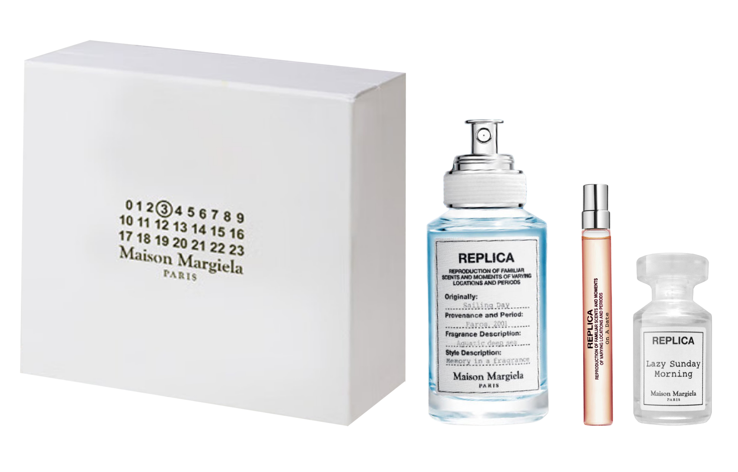 Maison Margiela Semir, gift box, perfume, amber set, 30 ml, 7 ml, 10 ml