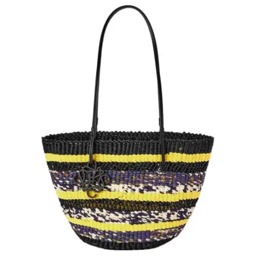 LOEWE Elephant Grass With Calfskin Handbag, Shoulder Bag Women's Black & Yellow