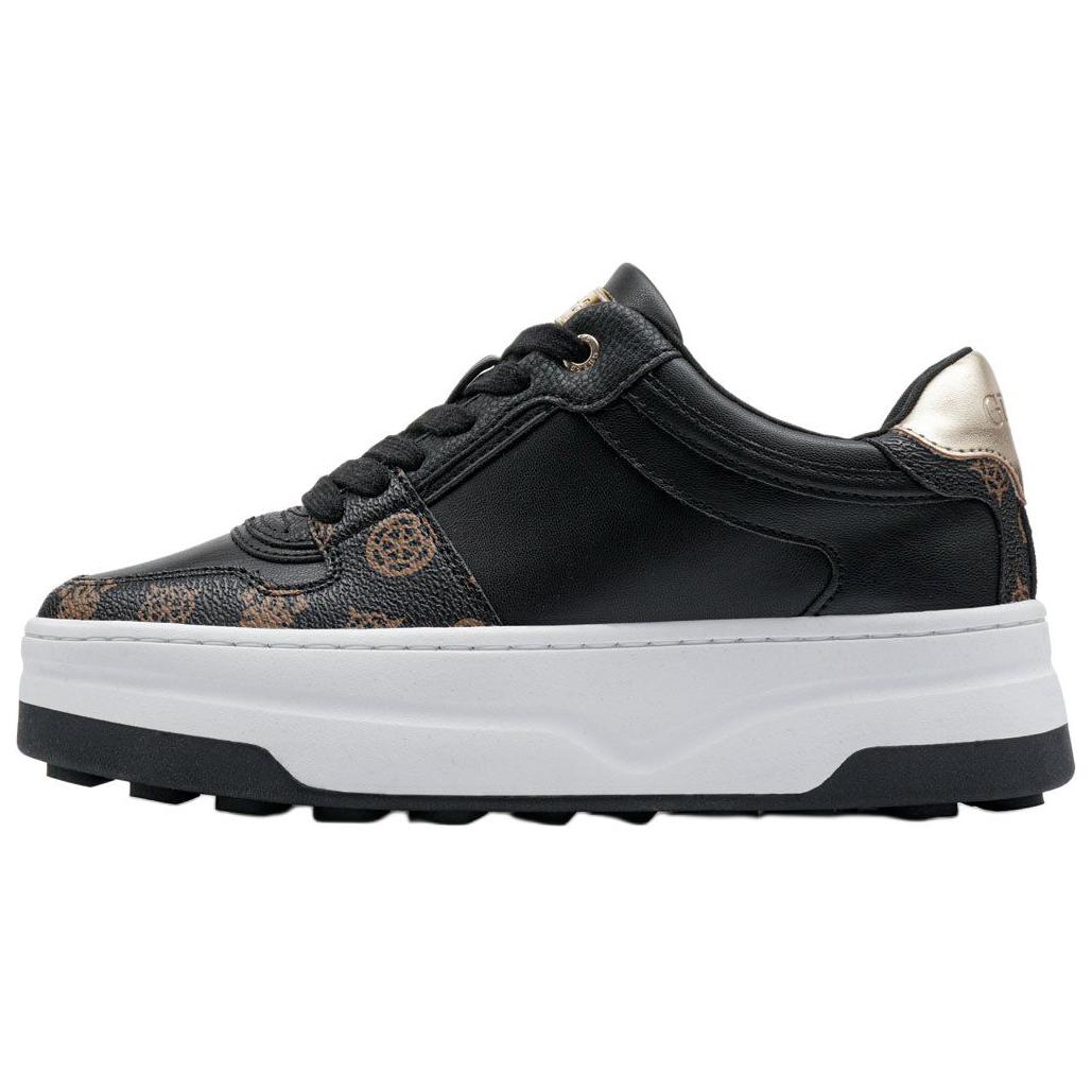 GUESS Кожаная обувь Queenz с круглым носком со шнурками Низкая банда панель обувь женский черный