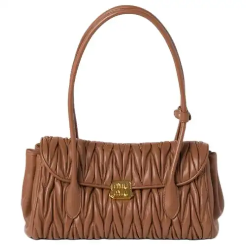MIU MIU Nappa Leather Handbag, Shoulder Bag Women's Brown
