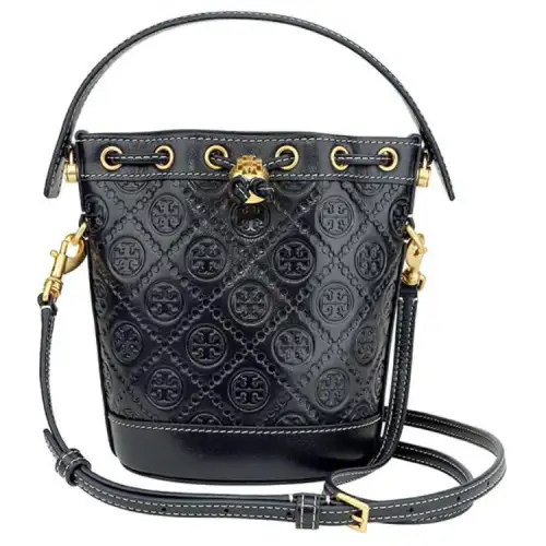 TORY BURCH Tory Burch T Monogram Embossed Leather Bucket Bag, Shoulder Bag, Crossbody Bag, Handbag Mini Women's