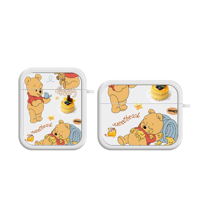 Disney Disney Suitable for Apple/Apple AirPods 1st/2nd/3rd generation/PRO Silicone Transparent Environmentally Friendly Material Wireless Bluetooth Anti-fall Sleeve Cartoon Cute Puff Winnie the Pooh Cream Cake Internet Celebrity Trendy Brand Niche Earphone Case