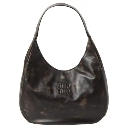 MIU MIU Nappa Leather Handbag, Shoulder Bag Women's Coffee