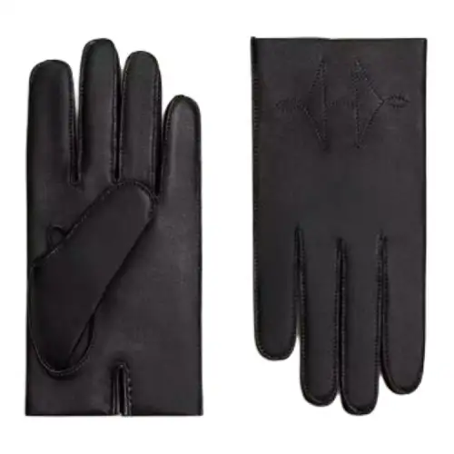 HERMES Silk Gloves Men's Black/Brown