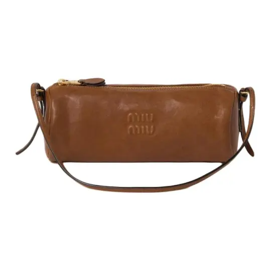 MIU MIU Nappa Leather Crossbody Bag, Shoulder Bag Women's Oak Brown