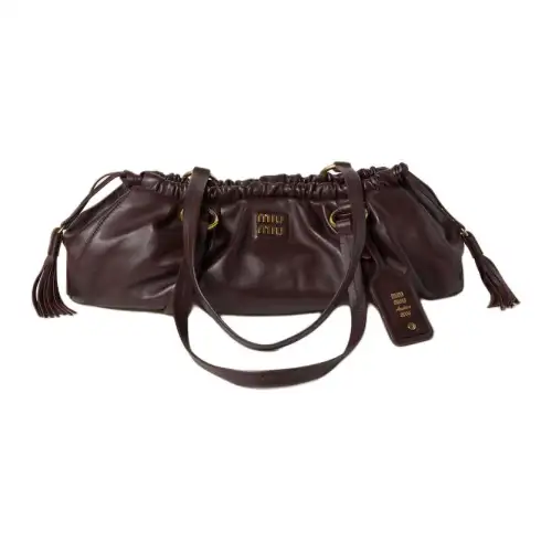 MIU MIU Nappa Leather Handbag, Shoulder Bag Large Women's Brown