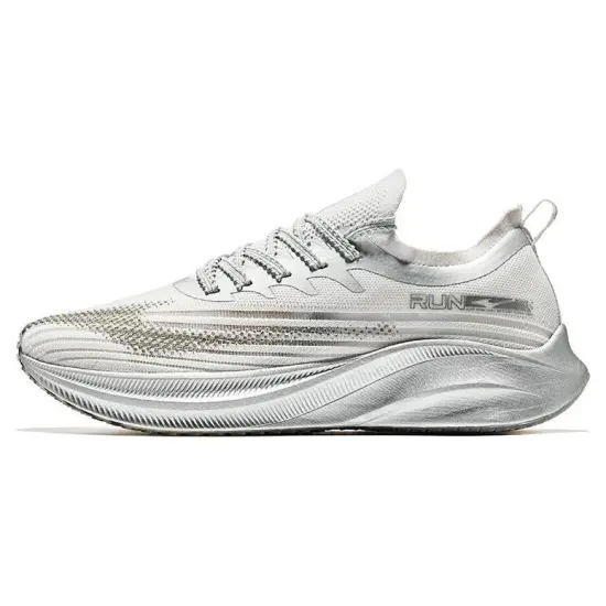 Erke Running Shoes Women's Low-Top White Silver