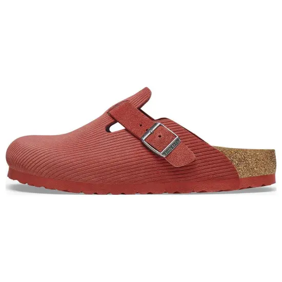 Birkenstock Boston Embossed Corduroy Suede Sienna Red