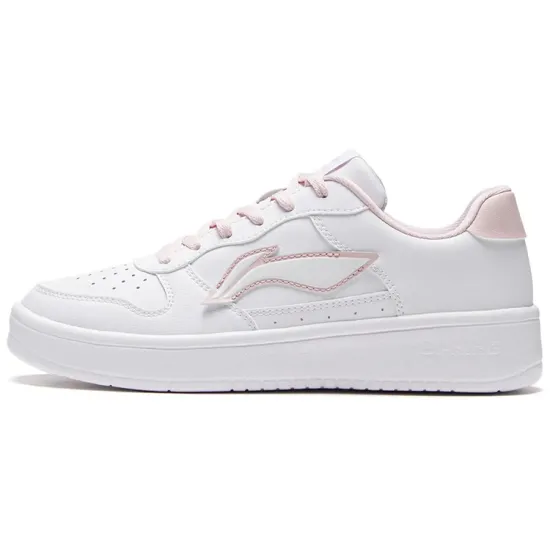 LINING Pontoon Boats Skateboard Shoes Women's Low-Top Standard White/Soft Sand Pink