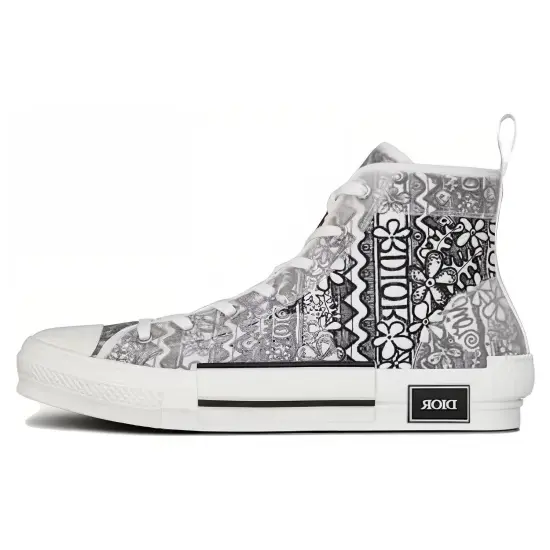 DIOR And Shawn B23 High Top Black White Embroidery
