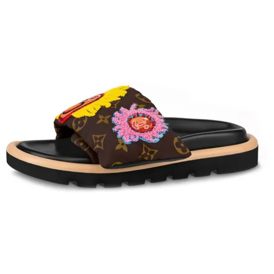 Yayoi Kusama X LOUIS VUITTON Slide Slippers Women's Brown Yellow