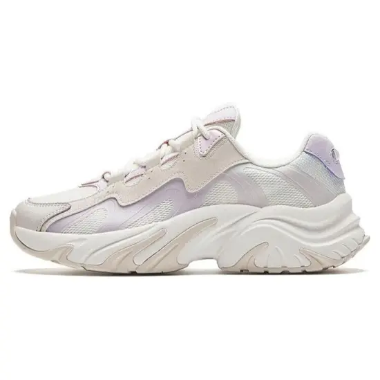 ANTA Chunky Sneakers Women's Low-Top Ivory White/Mud Sand Grey/Misty Purple