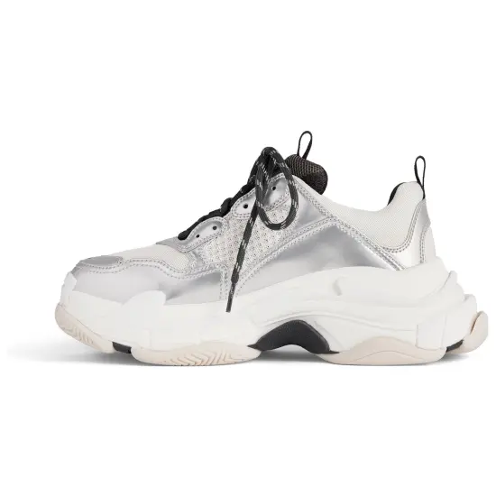 Balenciaga Triple S Sneakers 'Black White Silver Double Foam And Mesh' Women's