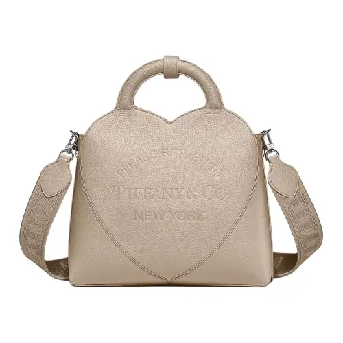 TIFFANY & CO. Return To Tiffany Collection Taurillon Leather Handbag, Shoulder Bag, Crossbody Bag Small Women's Gray