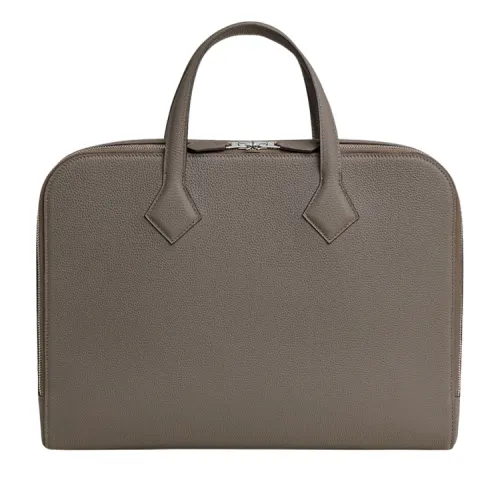 HERMES Victoria Light Togo Calfskin Briefcase, Handbag Men's 8F Gris ÉTain Tin Gray