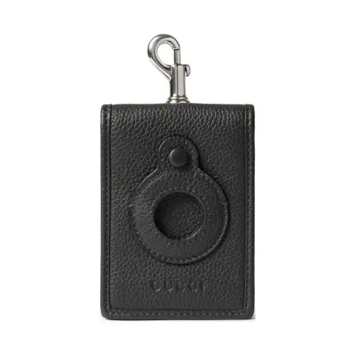 GUCCI Leather Card Holder Small Men's Dark Gray