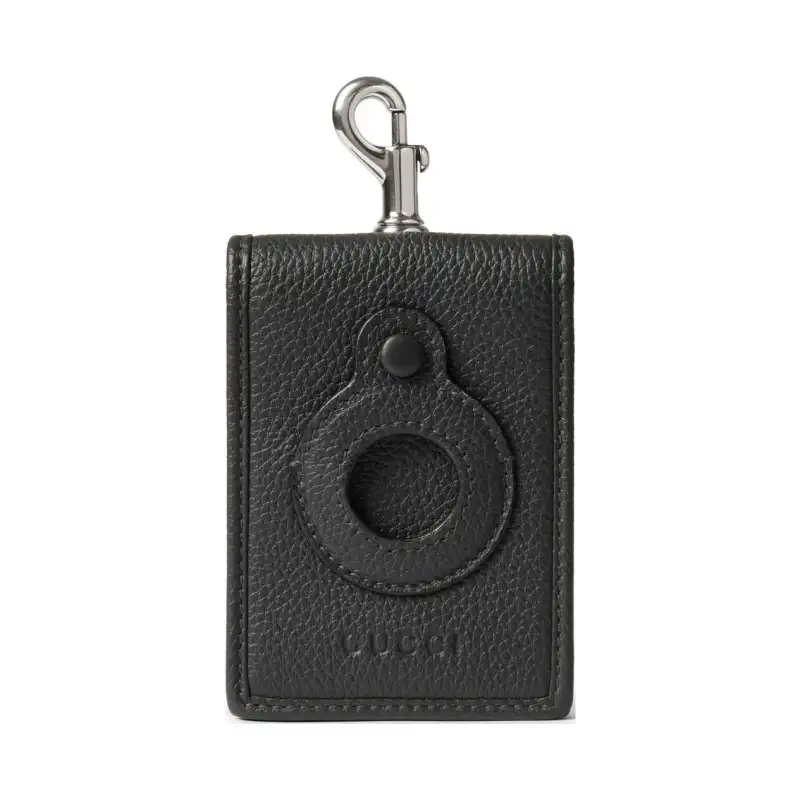 GUCCI Leather Card Holder Small Men's Dark Gray