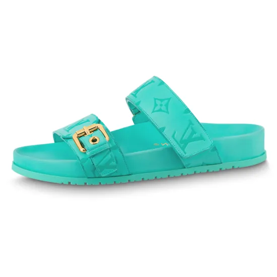 LOUIS VUITTON Bom Dia Stylish Sandals Women's Aqua Green
