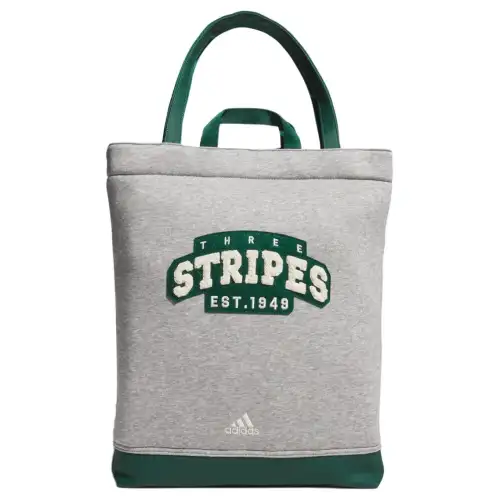 Adidas Cotton With Recycled Polyester Tote Bag, Shopping Bag, Handbag Unisex Medium Heather Gray & Green
