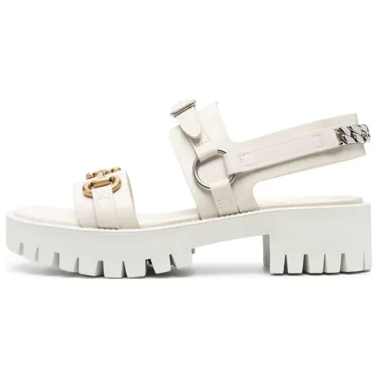 GUCCI Horsebit Beach Sandals Women's White