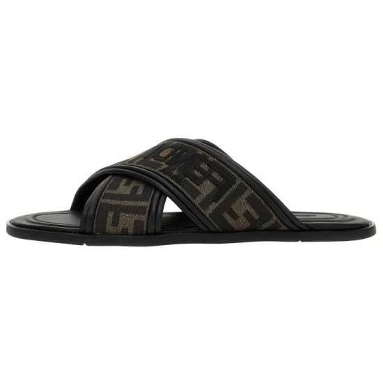 FENDI Ff Logo Detail Crossed Slides