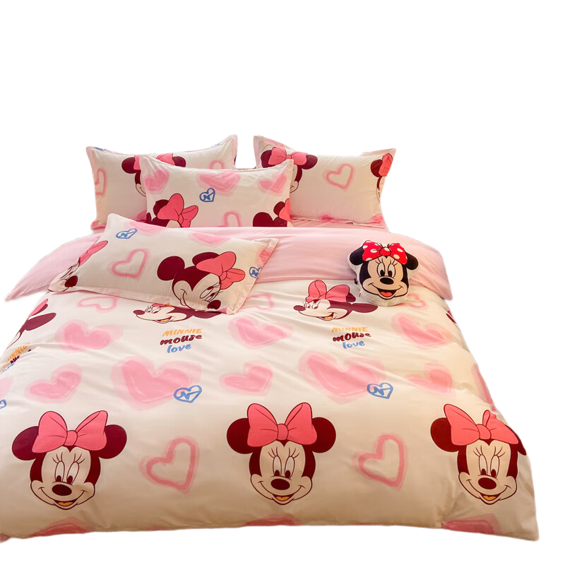 Disney Disney, children's cartoon set, sheet, duvet cover, bedspread for boys and girls, 4 piece set, simple and elegant design, bedding