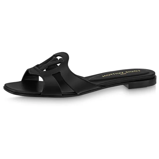 LOUIS VUITTON Abrasion-Resistant Slide Slippers Women's Black